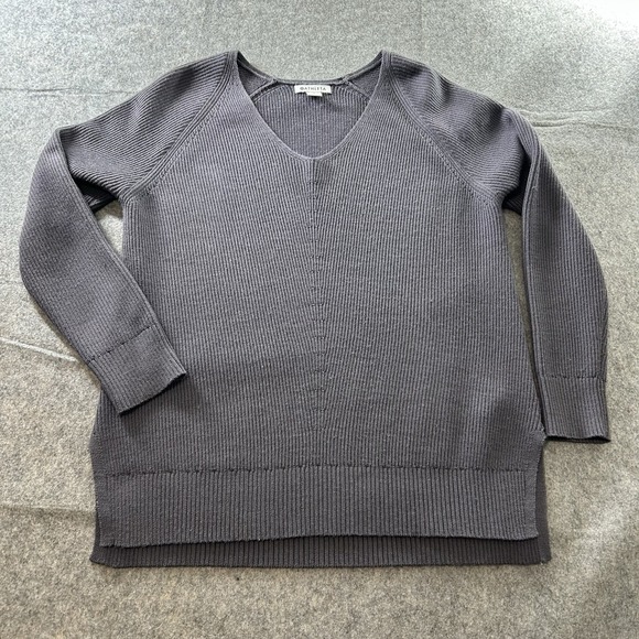 Athleta Sweaters - ATHLETA Sweater Small Hanover Merino Wool Blend V-Neck Knit Purple Winter